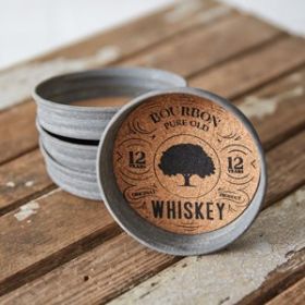 Mason Jar Lid Coaster - Whiskey - Box of 4