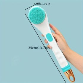 Automatic Massage Bath Brush Long Handle Waterproof Multi-functional Mud Bath Brush (Color: Blue)