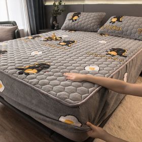 Crystal Pile Clip Cotton Bed Bonnet Thickened Coral Pile Bed Cover In Autumn And Winter (Option: Cotton clip. Godzilla-150x200cm and30cm)