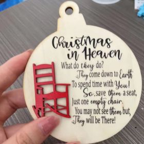 Wood Multi-layer Decoration Red Heaven Chair Christmas Tree Pendant (Option: Wood color)