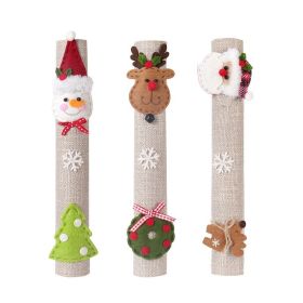Christmas Home Decoration Supplies Santa Claus Snowman Elk Linen Refrigerator Handle Cover (Option: Linen Handle Sleeve)