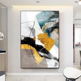 Handmade Abstract Gold Oil Painting On Canvas Wall Art Decoration Modern Picture For Home Decor (size: 90X120cm)