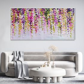 Hand Painted Oil Painting Abstract Floral Texture Canvas Oil Painting Colorful Wall Decor Art Modern Landscape Painting Living Room Decor Oil Painting (Style: 01, size: 50x100cm)