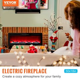 VEVOR Electric Fireplace Linear Fireplace Wall-mounted or Recessed (Product Width: 50 inch, Smart Home Control: Voice Control)