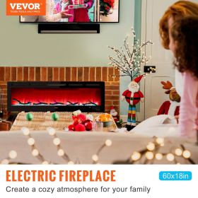 VEVOR Electric Fireplace Linear Fireplace Wall-mounted or Recessed (Product Width: 60 inch, Smart Home Control: Voice Control)