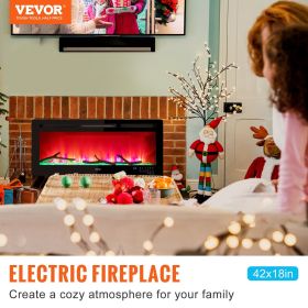 VEVOR Electric Fireplace Linear Fireplace Wall-mounted or Recessed (Product Width: 42 inch, Smart Home Control: Remote Control)