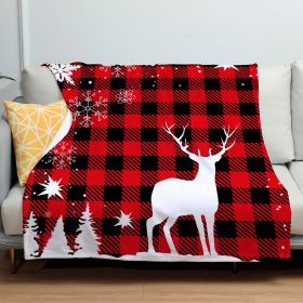 Christmas Red And Black Plaid Set Flannel Blanket (Option: ZM20230802 1-130x150g)